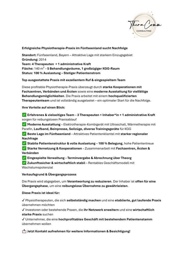Physiotherapie Nachfolge